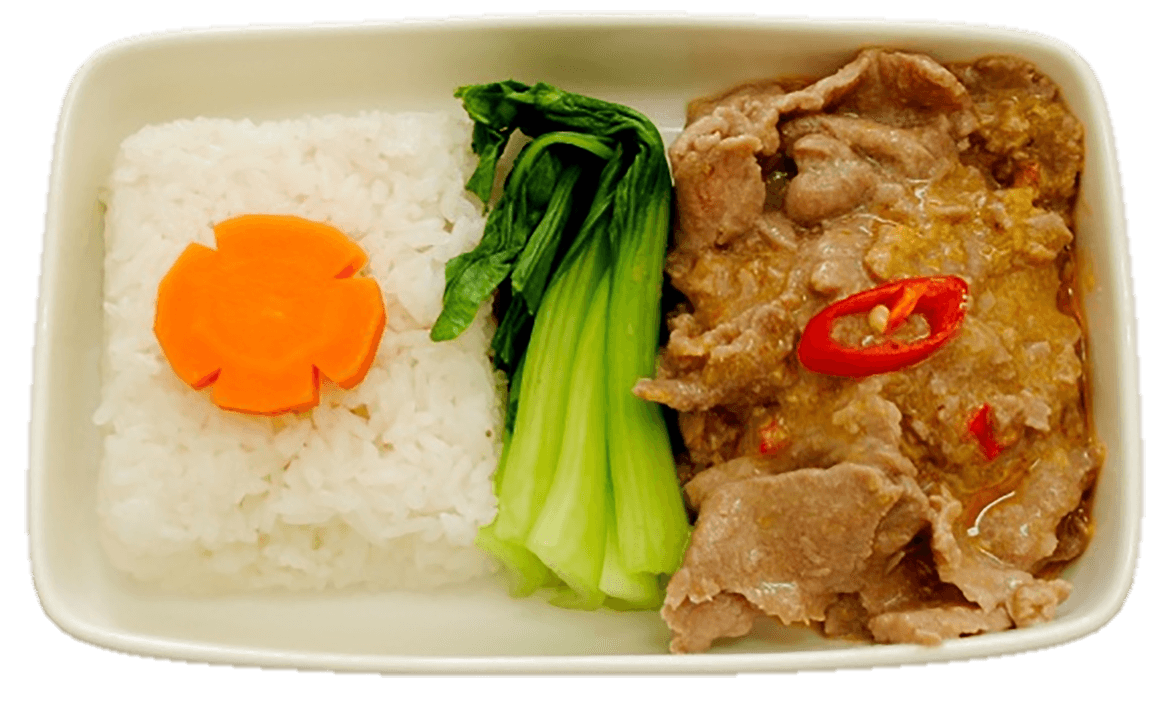 Stir-fried beef with steamed rice
